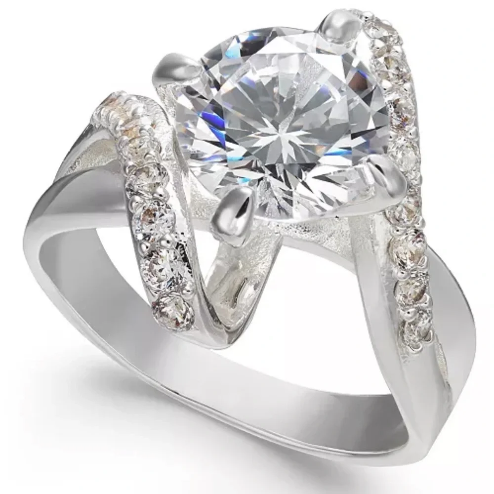 Elegant Silver and Crystal Women's Ring - Picture 1 of 3